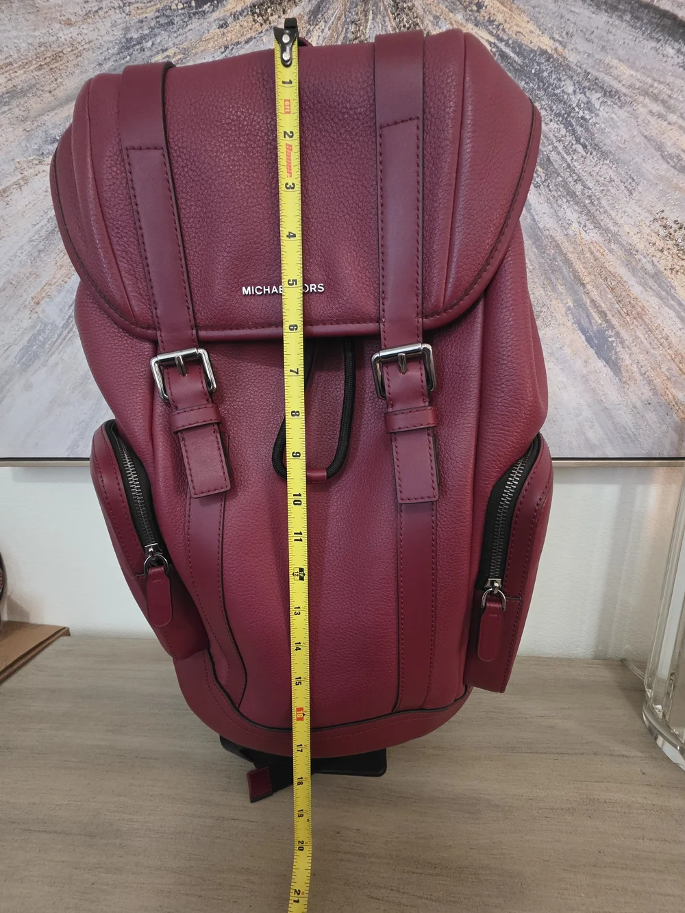 Michael Kors Cooper Pebbled Leather Backpack Unisex Burgundy 100% Leather HTF